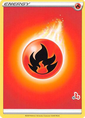Fire Energy (#10 Cinderace Stamped) card from Battle Academy 2022