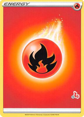 Fire Energy (#11 Cinderace Stamped) card from Battle Academy 2022