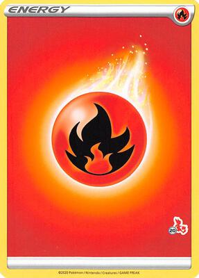 Fire Energy (#20 Cinderace Stamped) card from Battle Academy 2022