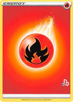 Fire Energy (#22 Cinderace Stamped) card from Battle Academy 2022