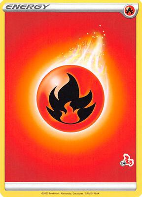 Fire Energy (#24 Cinderace Stamped) card from Battle Academy 2022