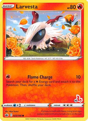 Larvesta - 023/198 (#46 Cinderace Stamped) card from Battle Academy 2022