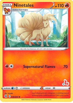 Ninetales - 030/264 (#7 Cinderace Stamped) card from Battle Academy 2022