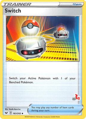 Switch - 183/202 (#40 Cinderace Stamped) card from Battle Academy 2022
