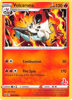 Volcarona - 024/198 (#44 Cinderace Stamped) card from Battle Academy 2022