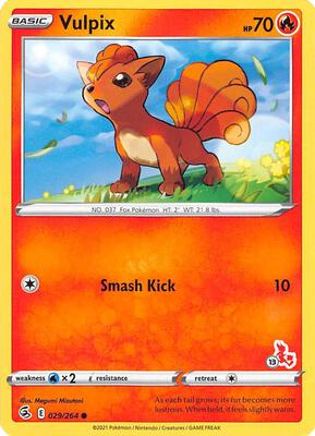Vulpix - 029/264 (#13 Cinderace Stamped) card from Battle Academy 2022