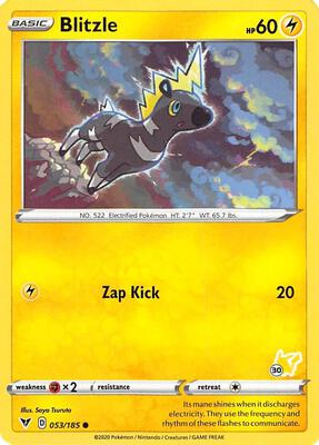 Blitzle - 053/185 (#30 Pikachu Stamped) card from Battle Academy 2022