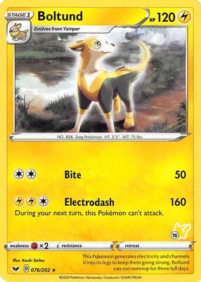 Boltund - 076/202 (#16 Pikachu Stamped) card from Battle Academy 2022