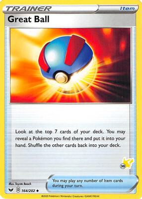 Great Ball - 164/202 (#38 Pikachu Stamped) card from Battle Academy 2022