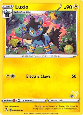 Luxio - 092/264 (#37 Pikachu Stamped) card from Battle Academy 2022