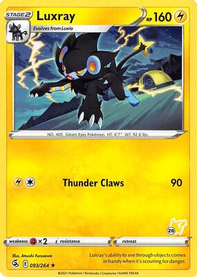 Luxray - 093/264 (#28 Pikachu Stamped) card from Battle Academy 2022