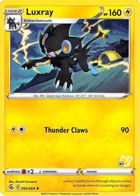 Luxray - 096/264 (#47 Pikachu Stamped) card from Battle Academy 2022
