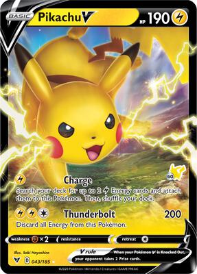 Pikachu V - 043/185 (#60 Pikachu Stamped) card from Battle Academy 2022