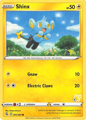 Shinx - 091/264 (#6 Pikachu Stamped) card from Battle Academy 2022