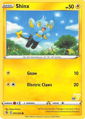 Shinx - 091/264 (#20 Pikachu Stamped) card from Battle Academy 2022