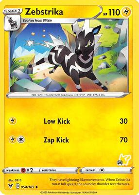 Zebstrika - 054/185 (#25 Pikachu Stamped) card from Battle Academy 2022