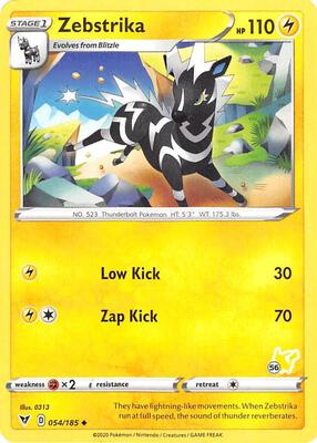 Zebstrika - 054/185 (#56 Pikachu Stamped) card from Battle Academy 2022