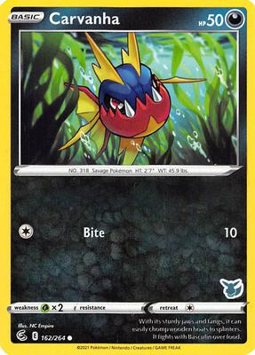 Carvanha - 162/264 (Eevee Stamped) card from Battle Academy 2022