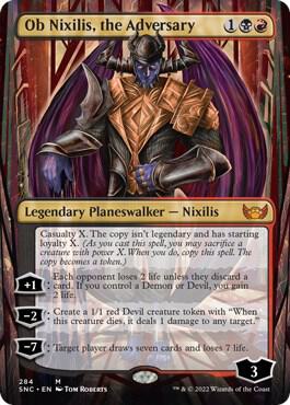 Ob Nixilis, the Adversary (Borderless) card from Streets of New Capenna