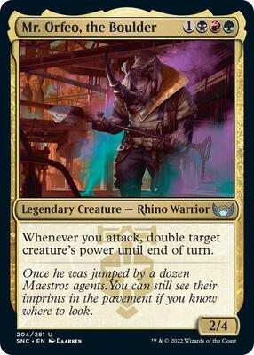 Mr. Orfeo, the Boulder card from Streets of New Capenna