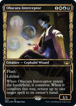 Obscura Interceptor (Gilded Foil) card from Streets of New Capenna
