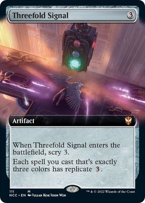 Threefold Signal (Extended Art) card from Commander: Streets of New Capenna