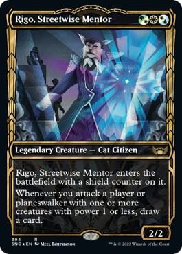 Rigo, Streetwise Mentor (Gilded Foil) card from Streets of New Capenna