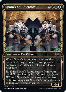 Spara's Adjudicators (Gilded Foil) card from Streets of New Capenna
