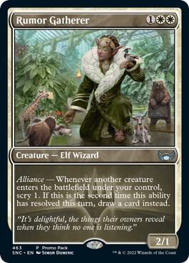 Rumor Gatherer card from Promo Pack: Streets of New Capenna