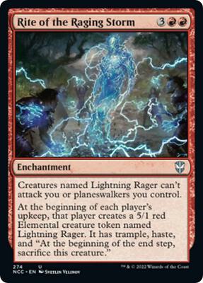 Rite of the Raging Storm card from Commander: Streets of New Capenna