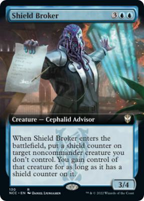 Shield Broker (Extended Art) card from Commander: Streets of New Capenna