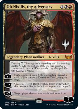 Ob Nixilis, the Adversary card from Promo Pack: Streets of New Capenna