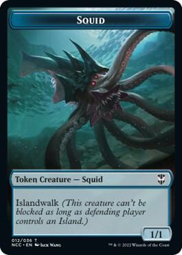 Squid // Treasure (013) Double-Sided Token card from Commander: Streets of New Capenna
