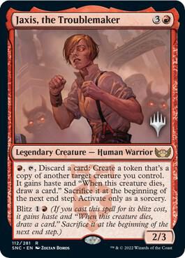 Jaxis, the Troublemaker card from Promo Pack: Streets of New Capenna