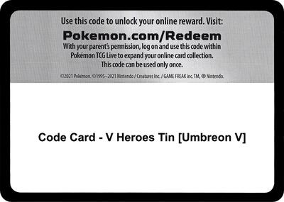 Code Card - V Heroes Tin [Umbreon V] card from Miscellaneous Cards & Products