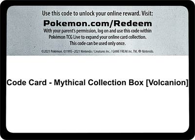 Code Card - Mythical Collection Box [Volcanion] card from Generations