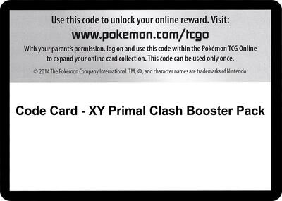 Code Card - Primal Clash Booster Pack card from XY - Primal Clash