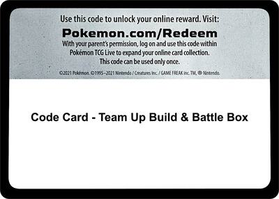 Code Card - Team Up Build & Battle Box card from SM - Team Up