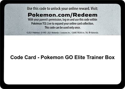 Code Card - Pokemon GO Elite Trainer Box card from Pokemon GO