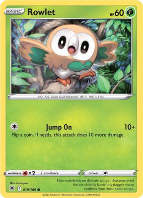 Rowlet card from SWSH10: Astral Radiance