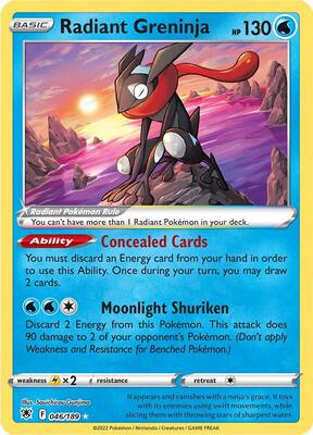 Radiant Greninja card from SWSH10: Astral Radiance