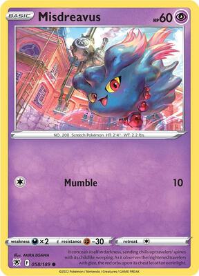 Misdreavus card from SWSH10: Astral Radiance
