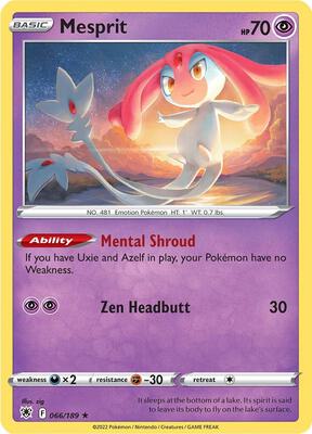 Mesprit card from SWSH10: Astral Radiance
