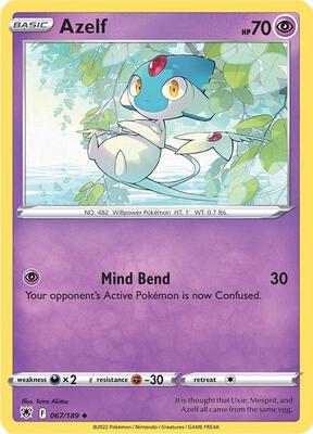 Azelf card from SWSH10: Astral Radiance