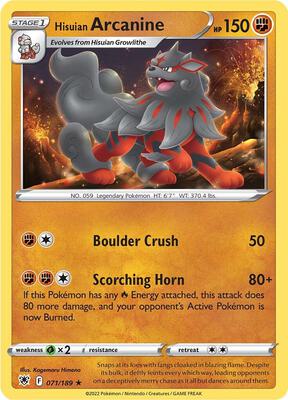 Hisuian Arcanine card from SWSH10: Astral Radiance