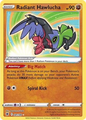 Radiant Hawlucha card from SWSH10: Astral Radiance