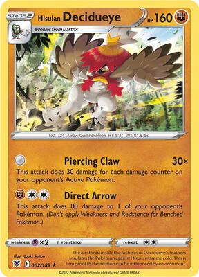 Hisuian Decidueye card from SWSH10: Astral Radiance