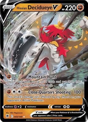 Hisuian Decidueye V card from SWSH10: Astral Radiance