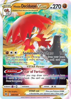 Hisuian Decidueye VSTAR card from SWSH10: Astral Radiance