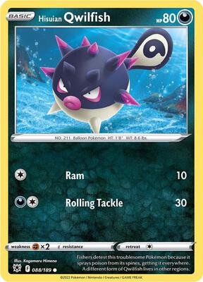 Hisuian Qwilfish (88) card from SWSH10: Astral Radiance
